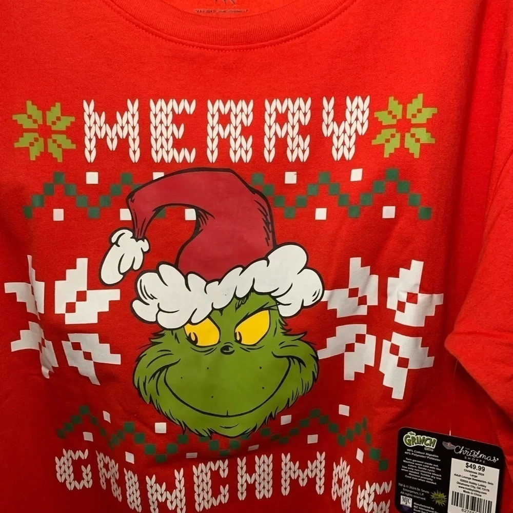 NWT Grinch Merry Christmas Red Sweater Sz Large